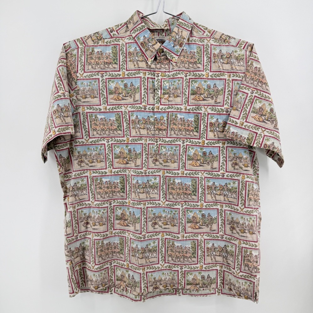 Reyn Spooner Button Down Mens XXL Multicolor Pictorial Cotton Blend Art of Eddy